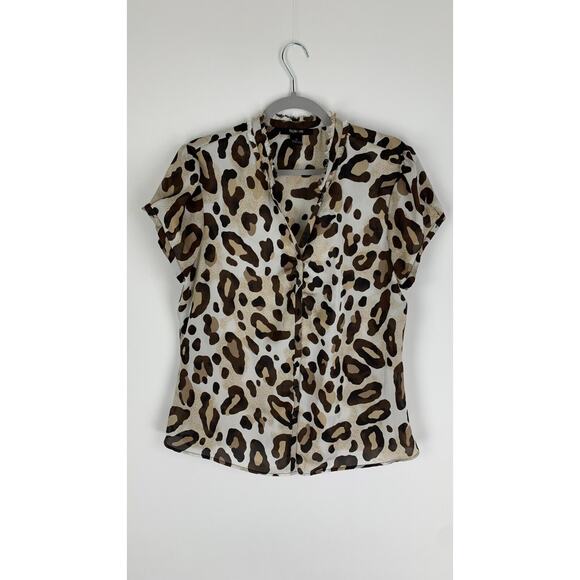 Style & Co Tops - Style & Co Women's Button Down Shirt Collar Ruffles Leopard Print Size 18 NWOT